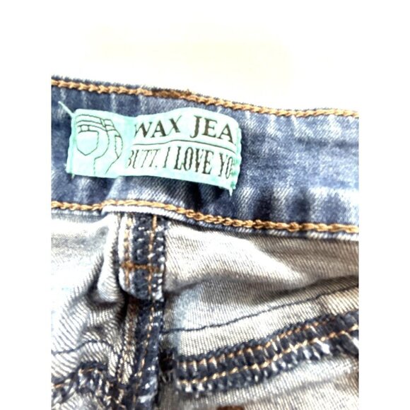 Wax Womens Jeans Butt, I Love You  Drstroyed Med Wash Skinny Roll Hem Size 9 - Picture 4 of 7